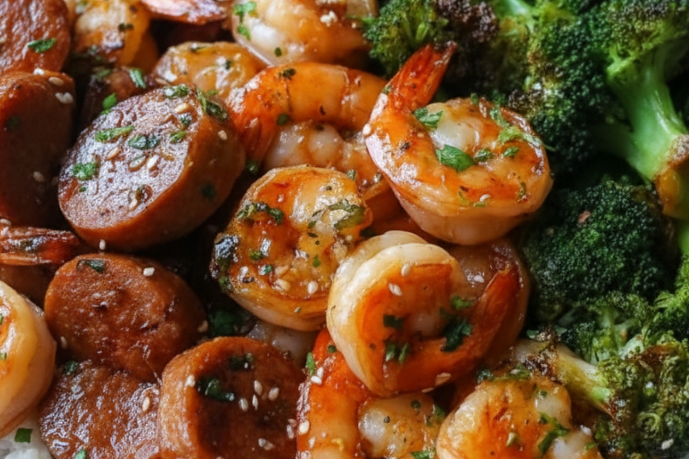 Honey Garlic Shrimp Sausage and Broccoli