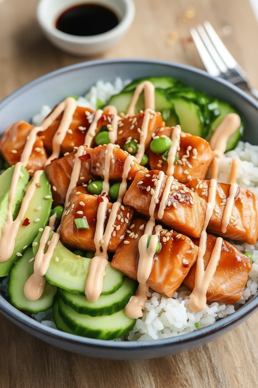 Honey Sriracha Salmon Bowl Recipe