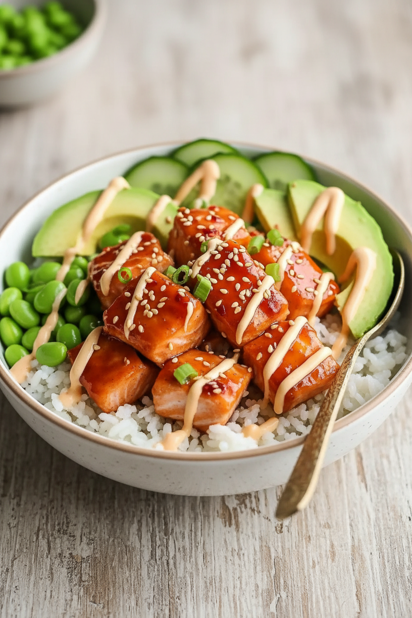 Honey Sriracha Salmon Bowl Recipe