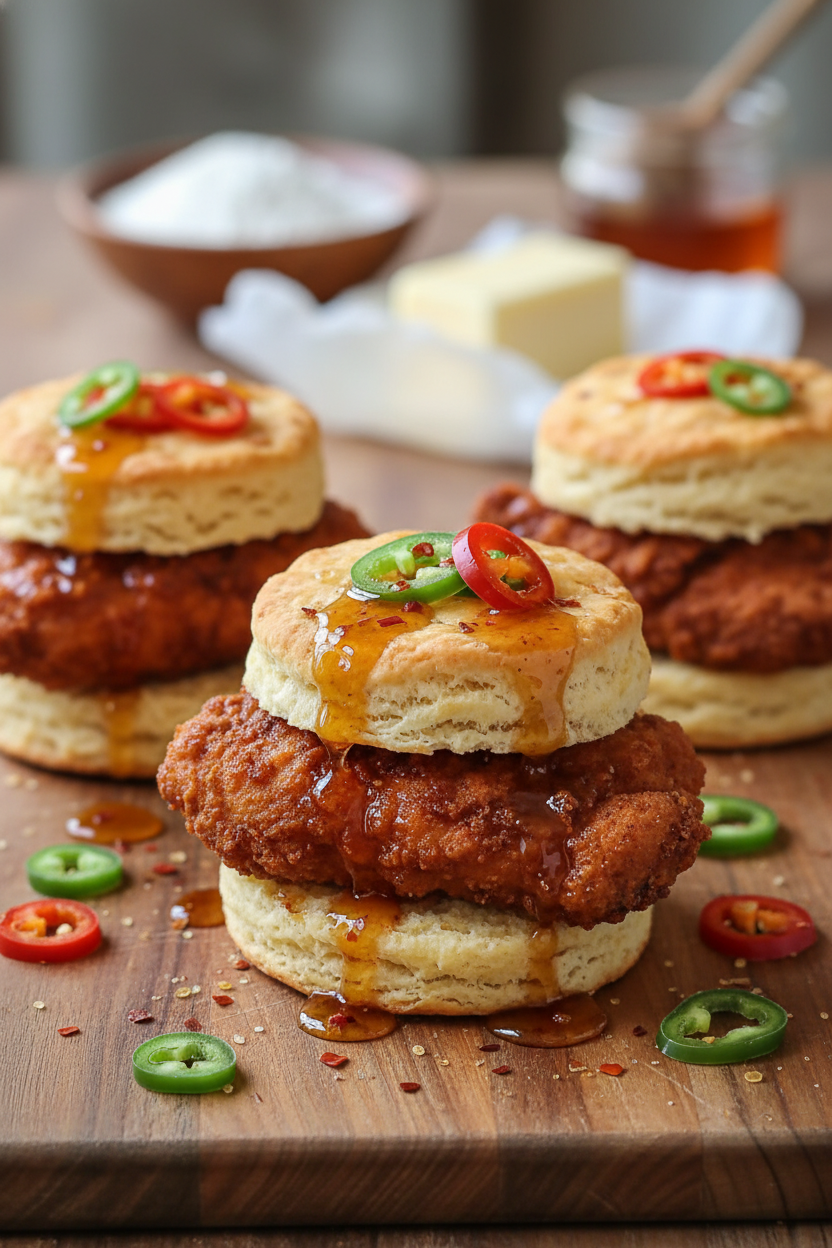 Hot Honey Chicken Biscuits Sweet Spicy Comfort