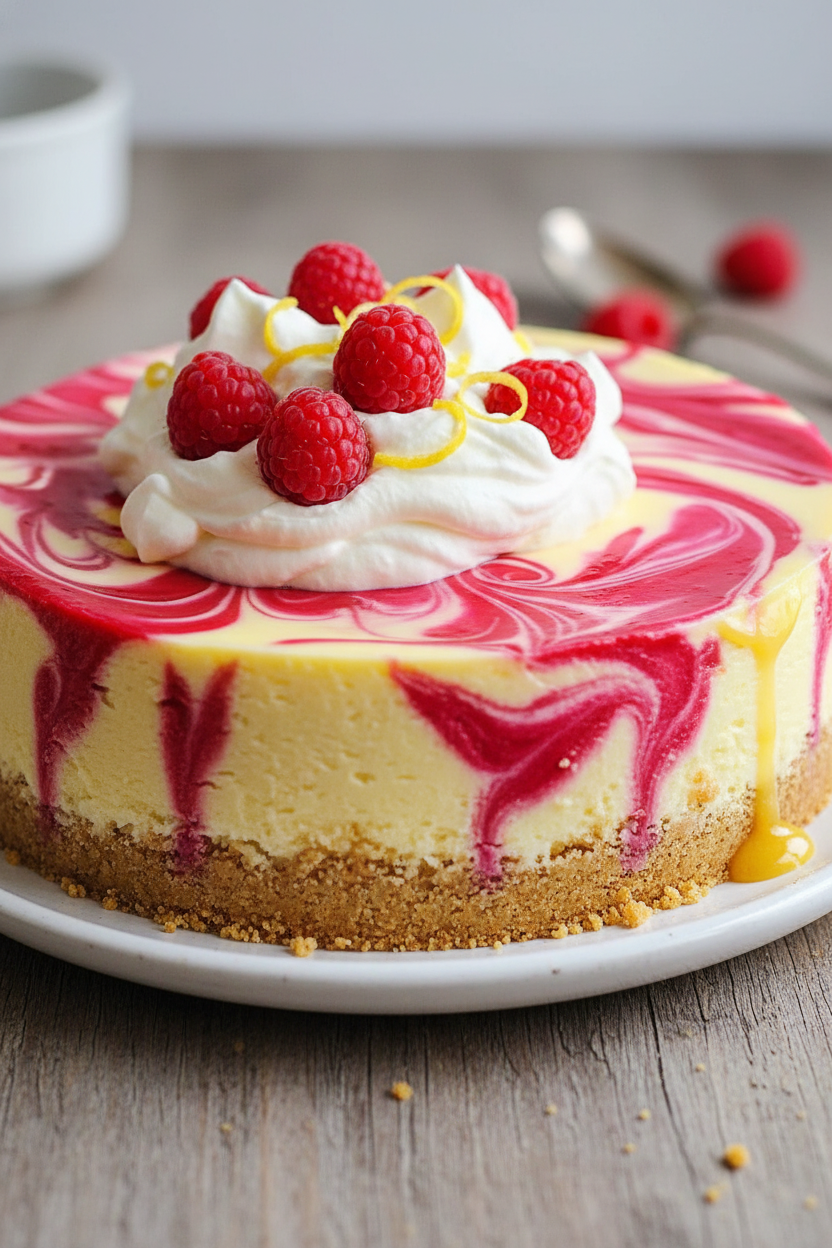 Lemon Raspberry Swirl Cheesecake Recipe