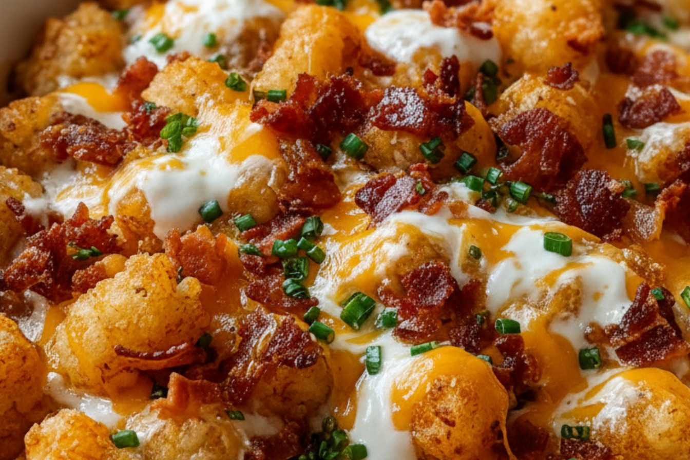 Loaded Bacon Ranch Tater Tot Cheddar Bake