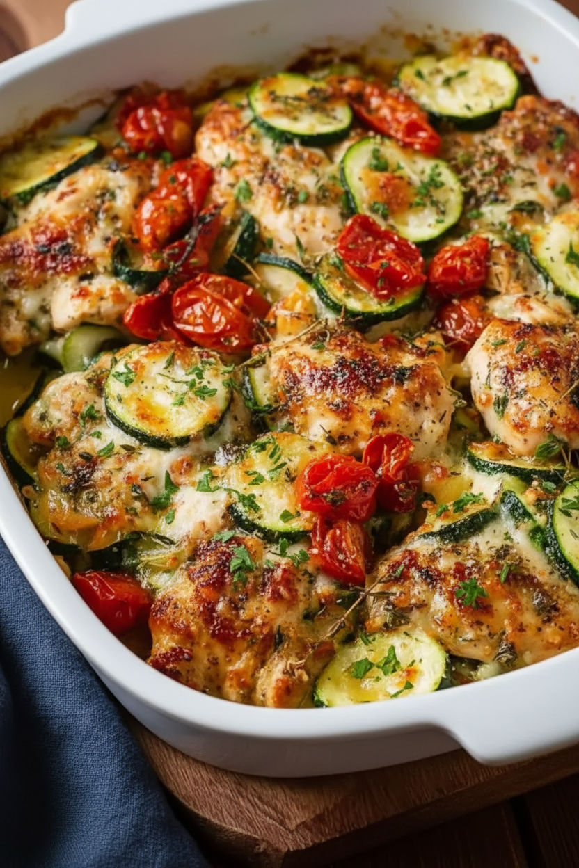 Mediterranean Chicken Zucchini Bake Healthy Dinner