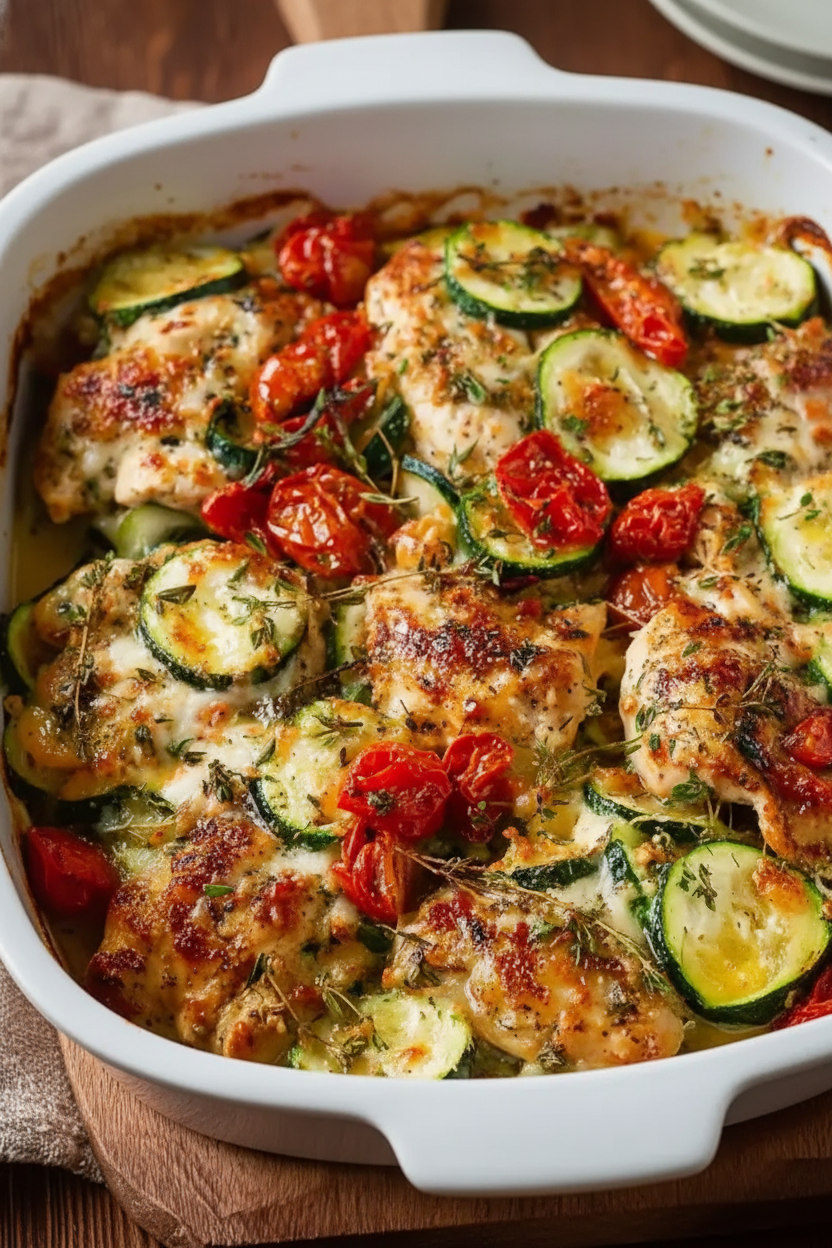 Mediterranean Chicken Zucchini Bake Healthy Dinner