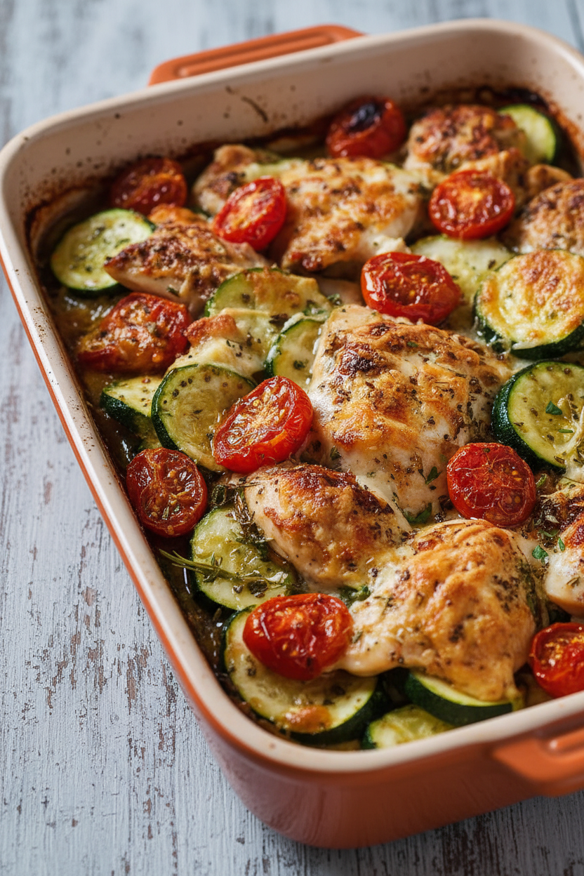 Mediterranean Chicken Zucchini Bake Recipe