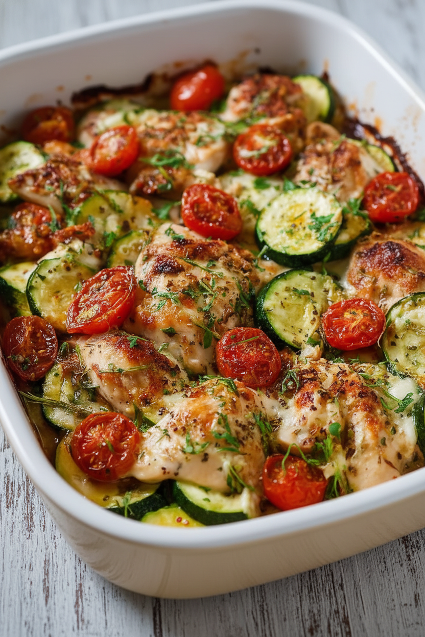 Mediterranean Chicken Zucchini Bake Recipe