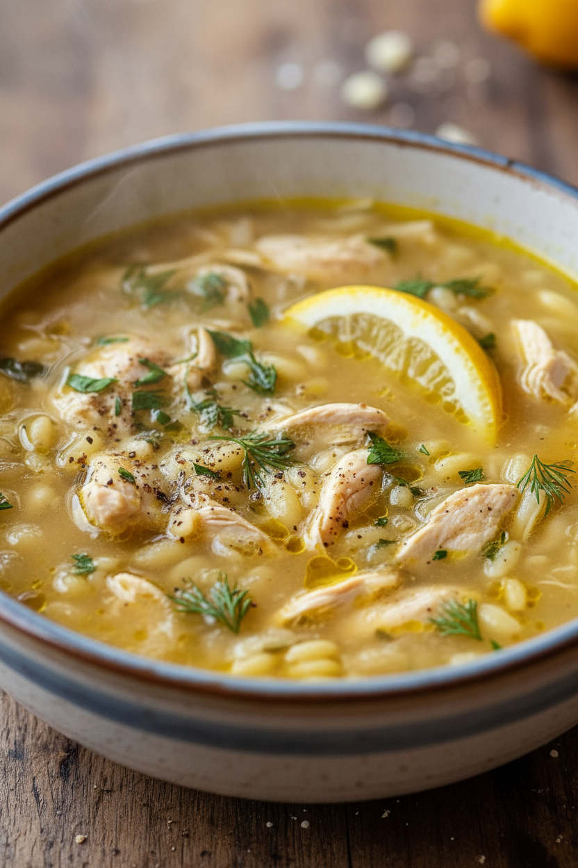 Mediterranean Lemon Chicken Soup Avgolemono