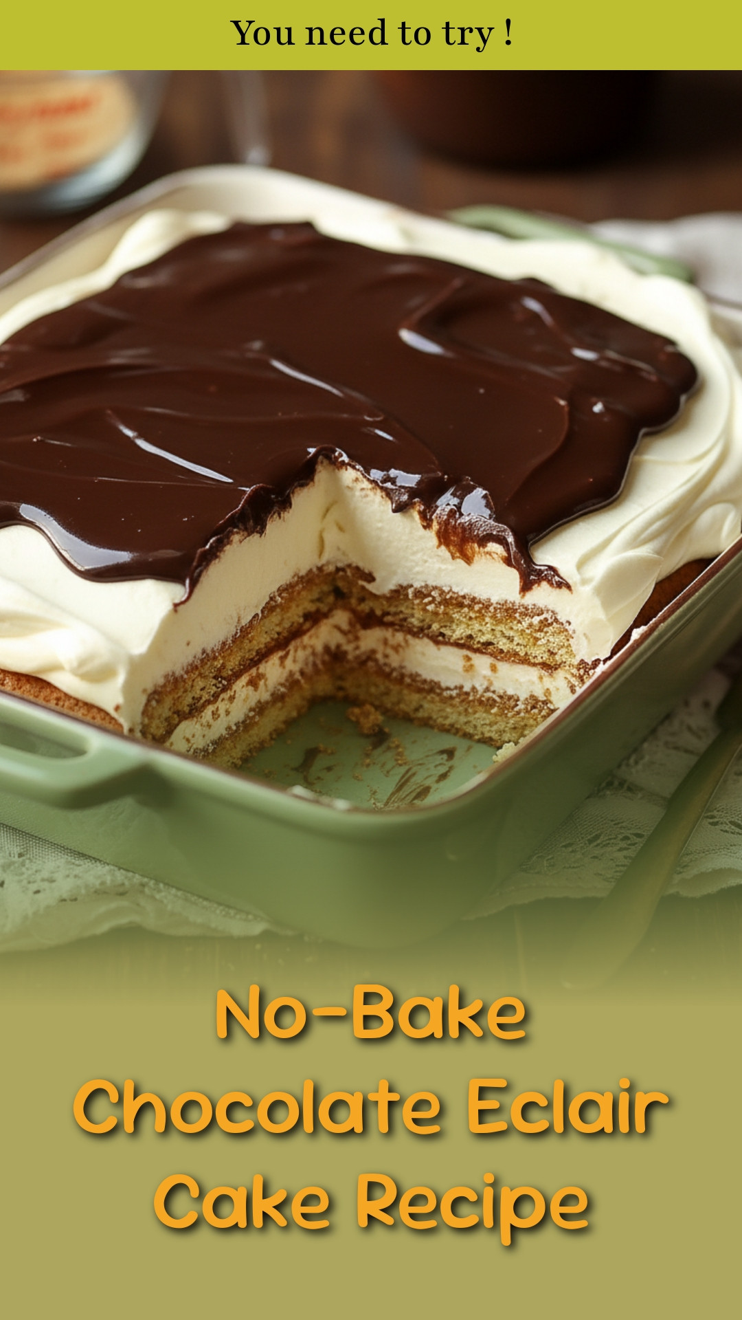 No-Bake Chocolate Eclair Cake Recipe