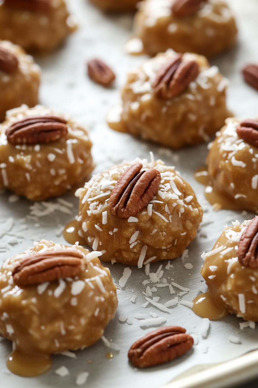 No Bake Coconut Pecan Praline Snack