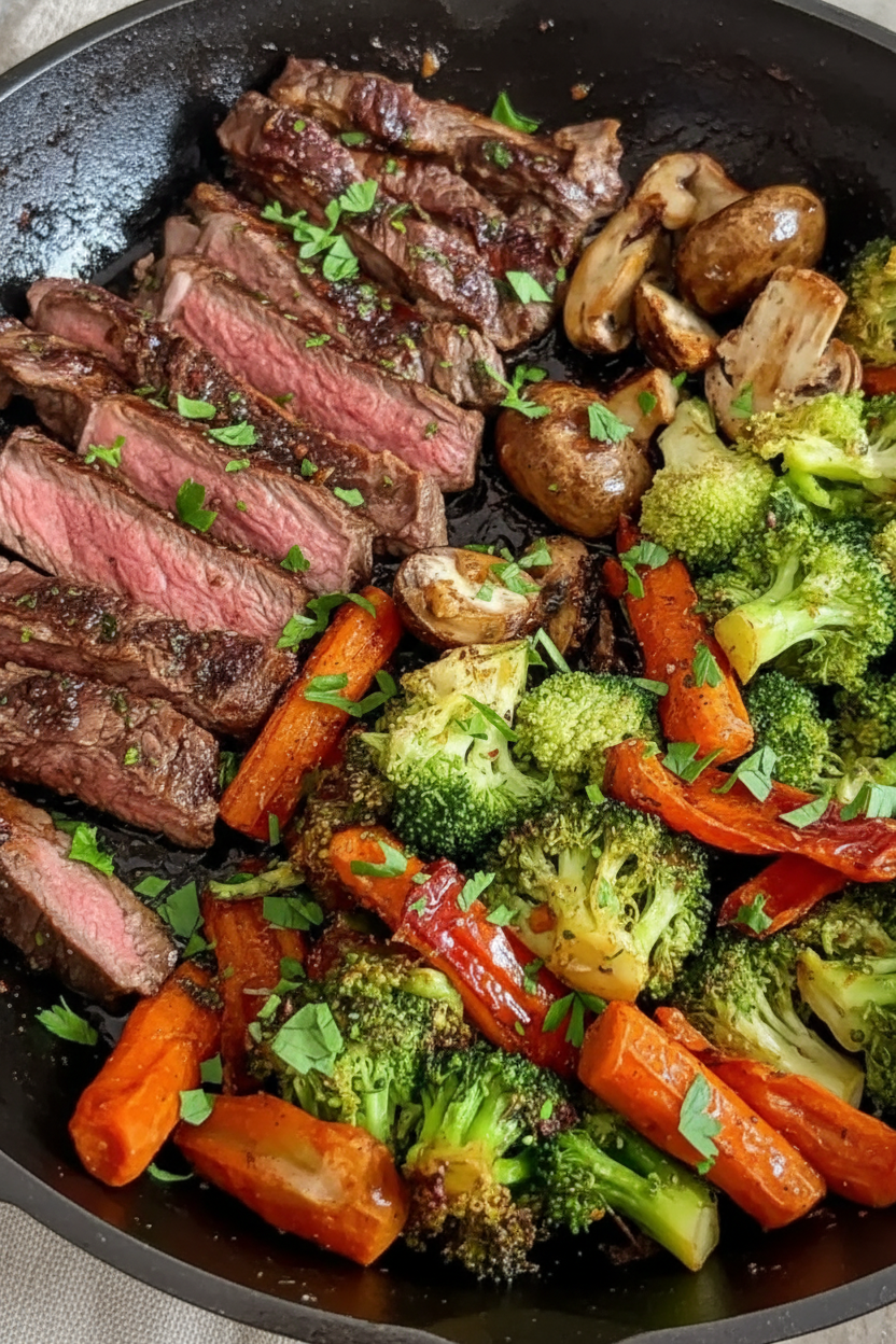 One Pan Balsamic Steak and Veggies Recipe