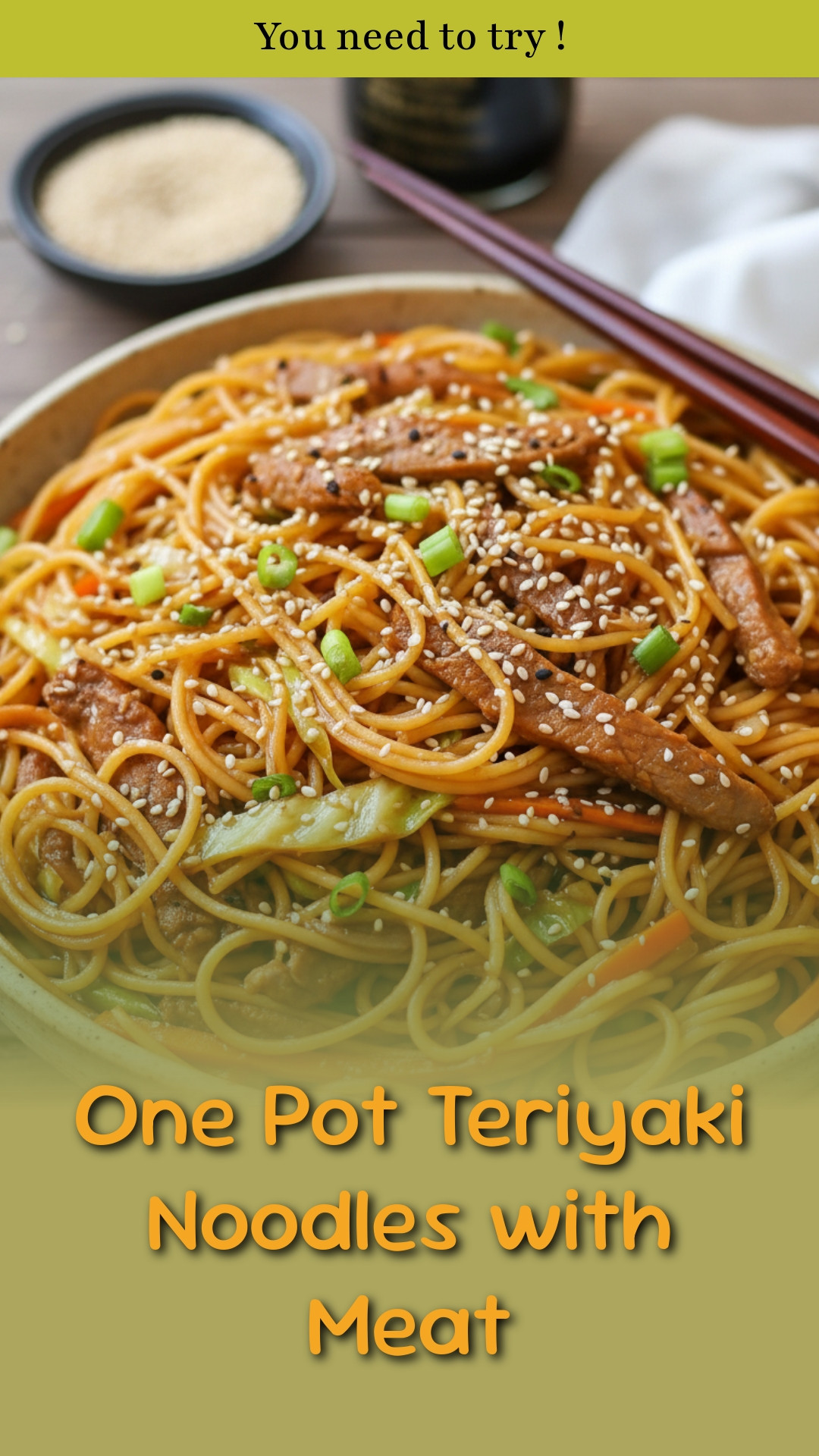 One Pot Teriyaki Noodles with Meat