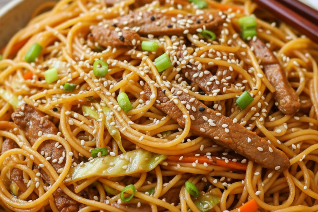 One Pot Teriyaki Noodles with Meat