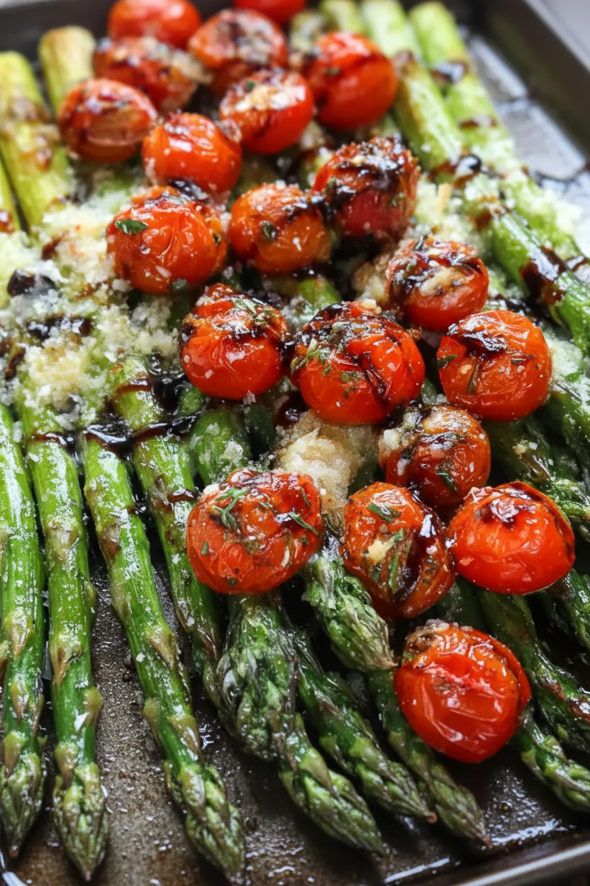 Parmesan Roasted Asparagus with Balsamic Glaze