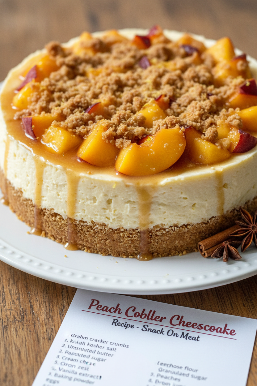Peach Cobbler Cheesecake Recipe Snack On Meat