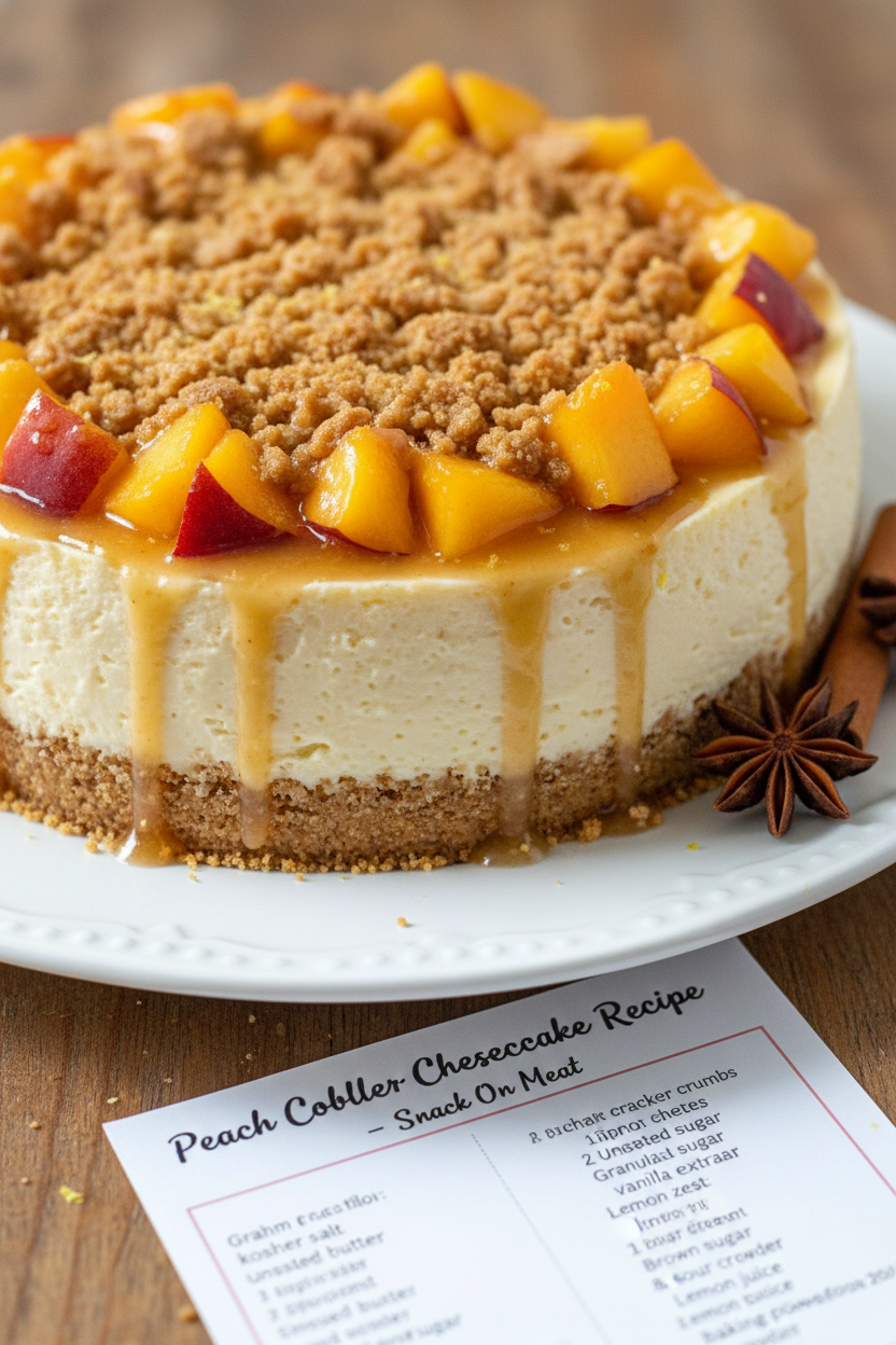Peach Cobbler Cheesecake Recipe Snack On Meat
