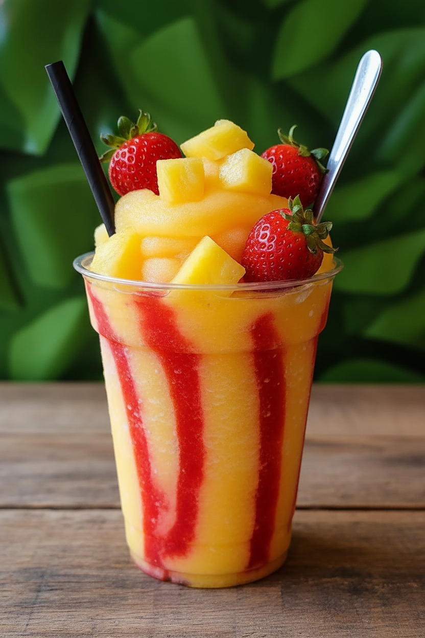 Pineapple Strawberry Swirled Slushie Recipe