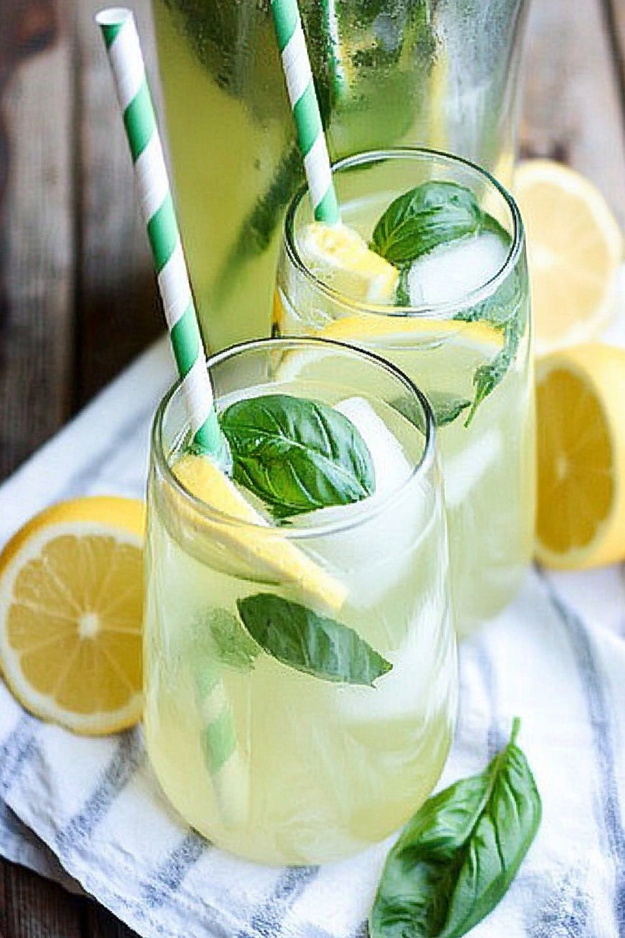 Refreshing Basil and Lemon Summer Drink