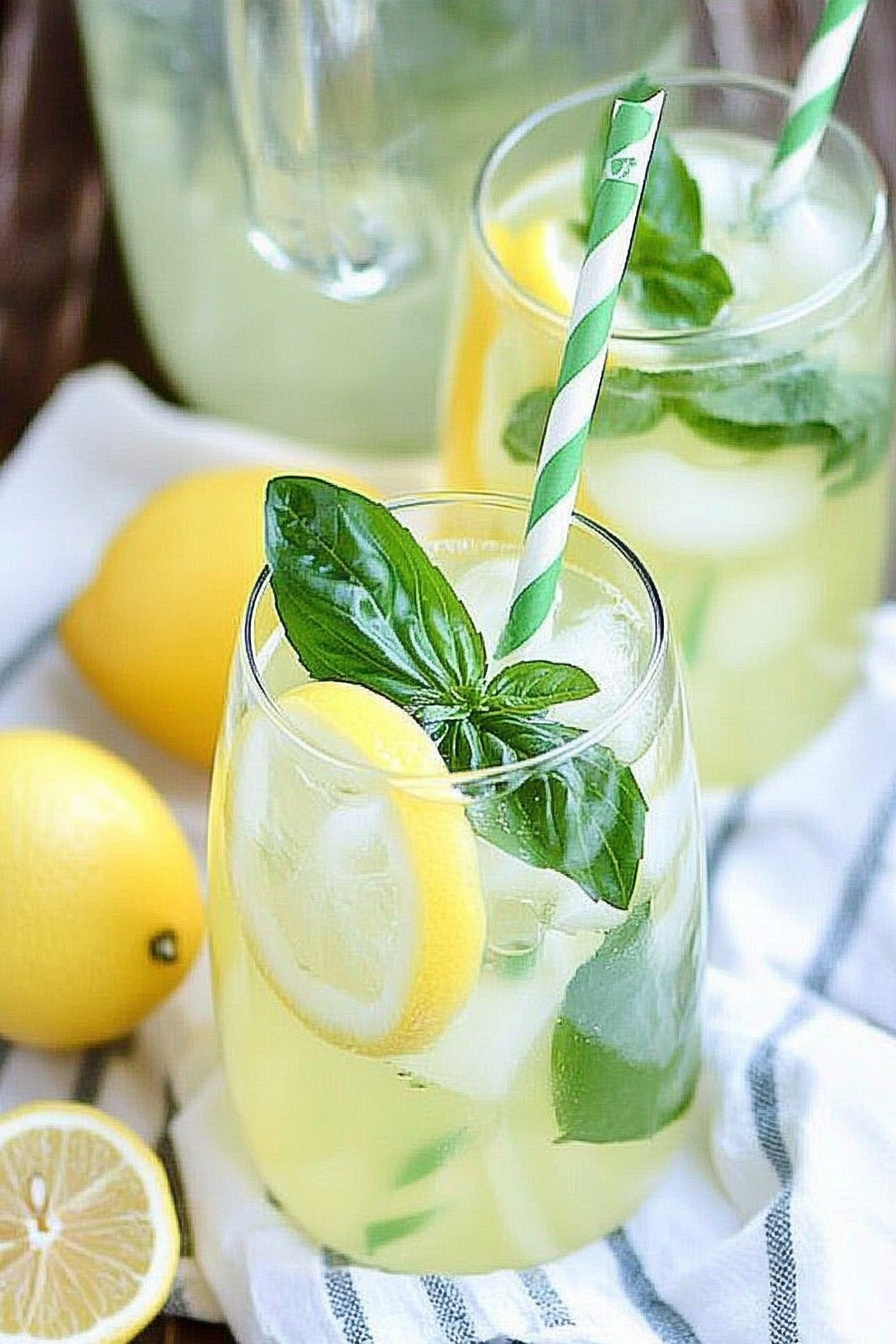 Refreshing Basil and Lemon Summer Drink