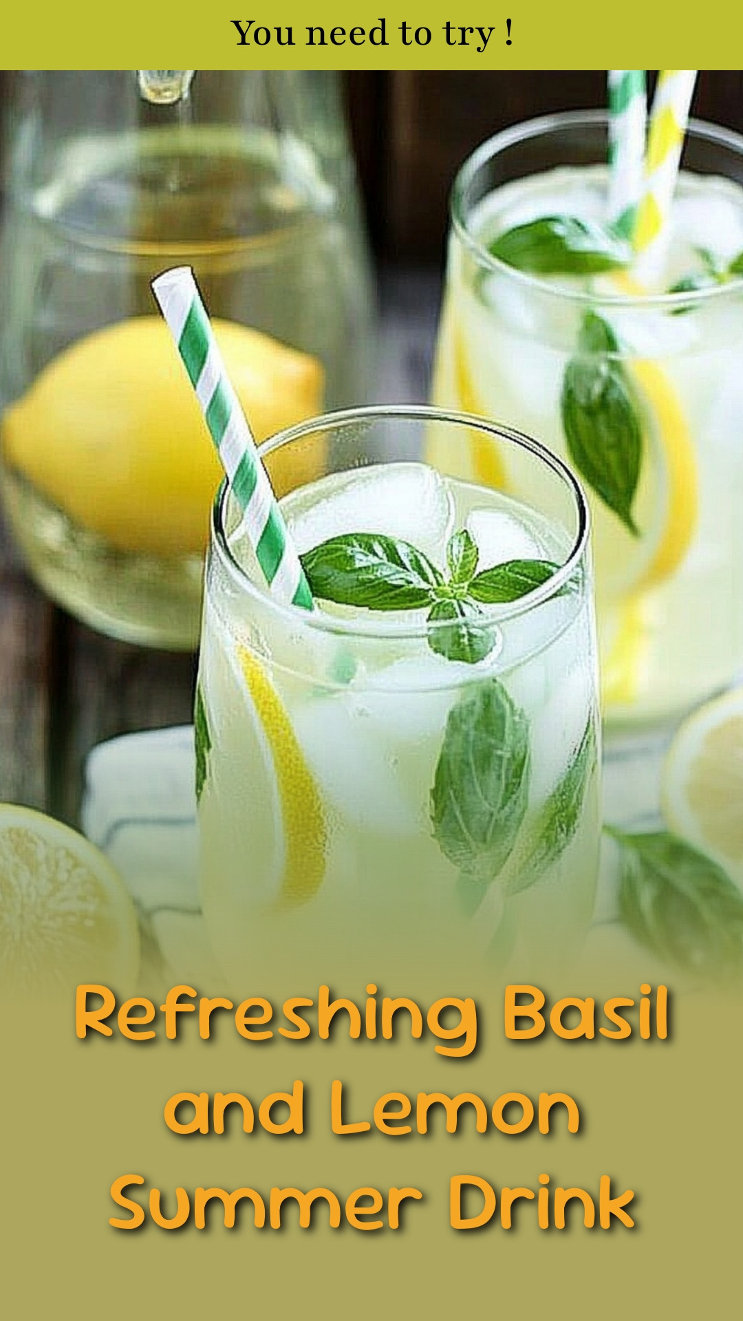 Refreshing Basil and Lemon Summer Drink