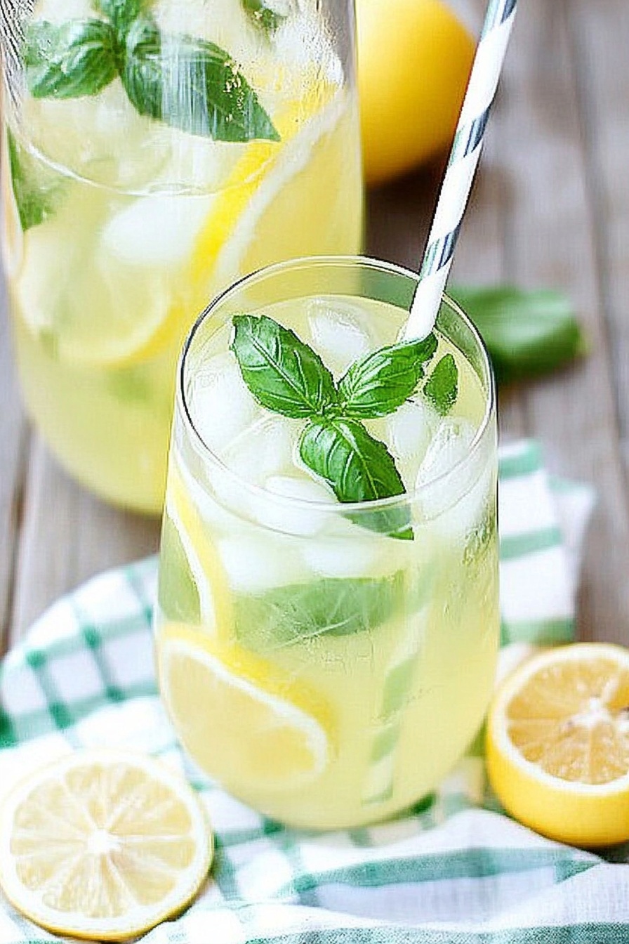 Refreshing Basil and Lemon Summer Drink