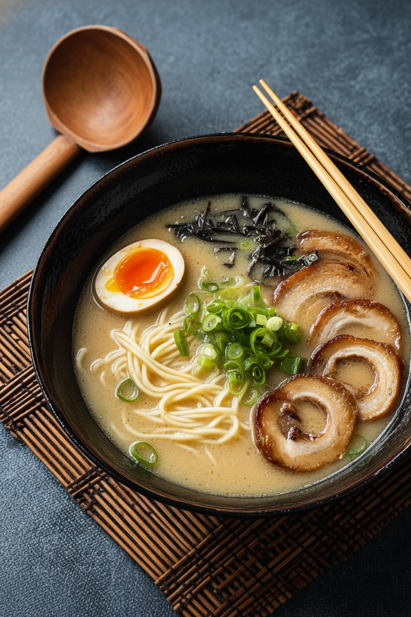 Rich Milky Tonkotsu Pork Bone Broth Ramen