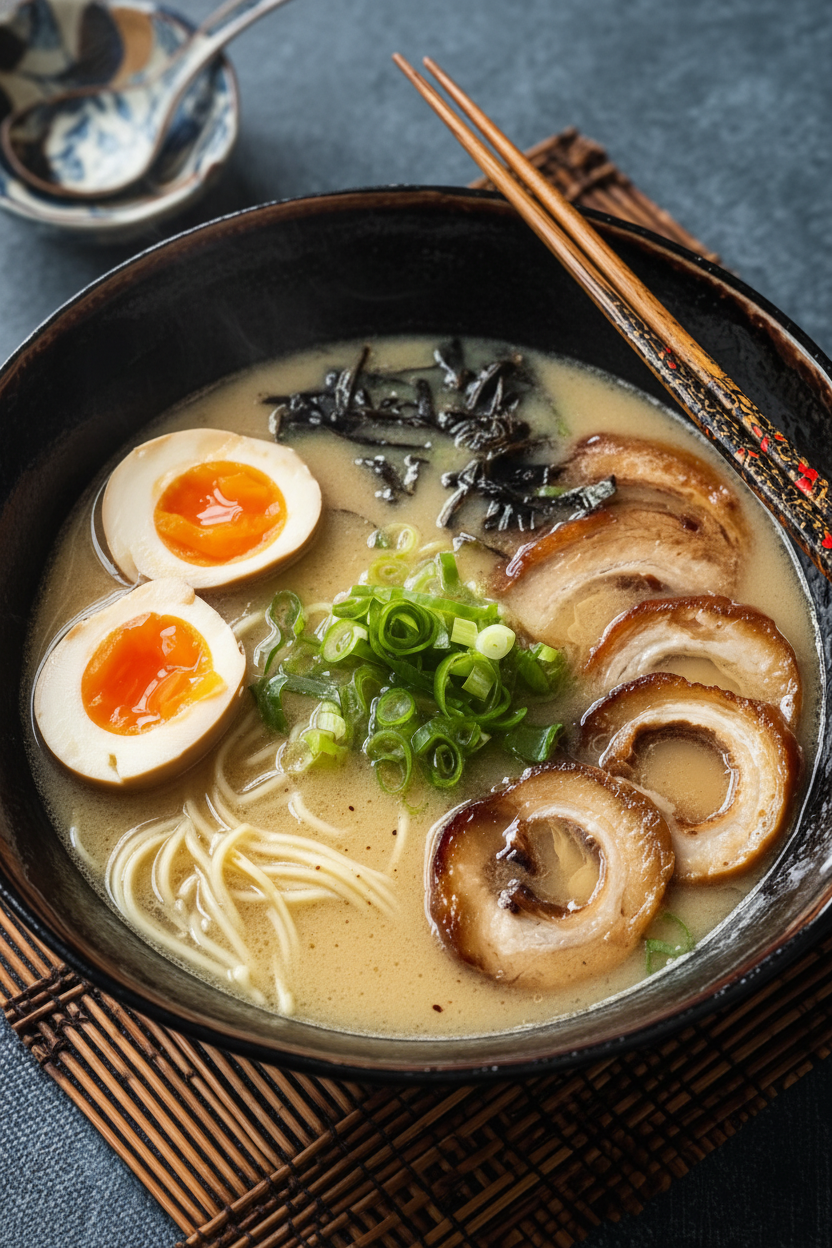 Rich Milky Tonkotsu Pork Bone Broth Ramen