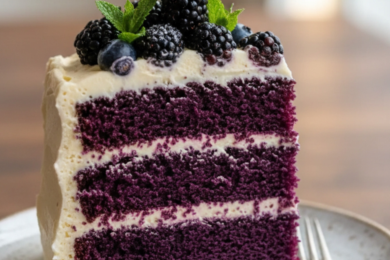 Royal Purple Velvet Cake with Vanilla Frosting