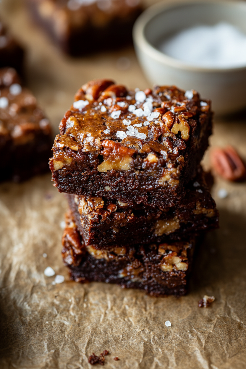 Salted Pecan Pie Brownies Snack On Meat