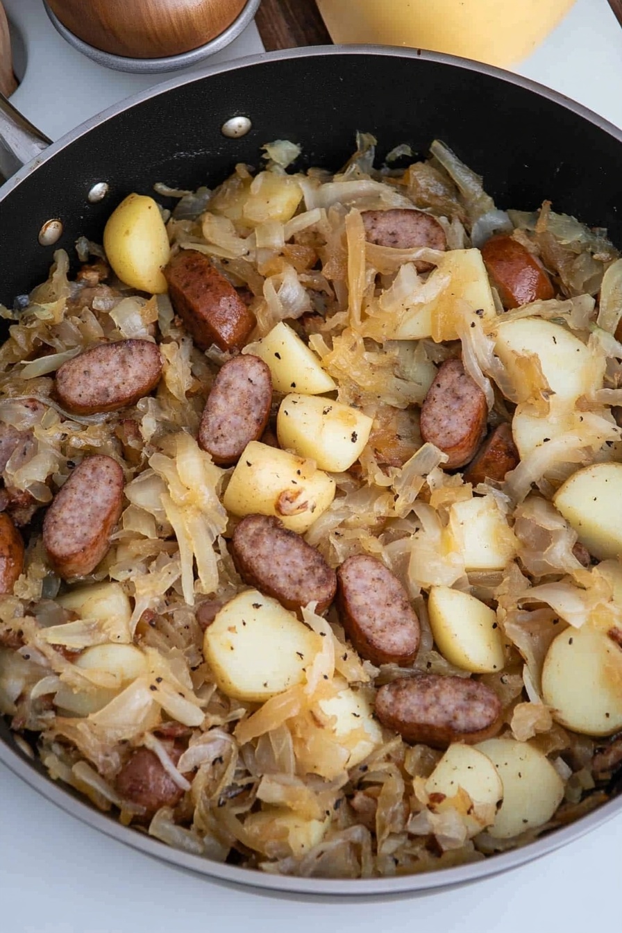 Sausage Sauerkraut and Potato Skillet