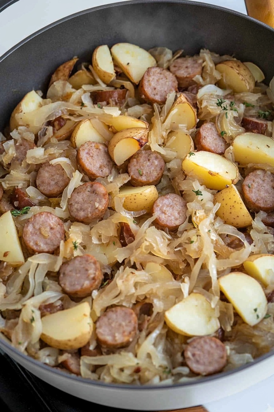 Sausage Sauerkraut and Potato Skillet