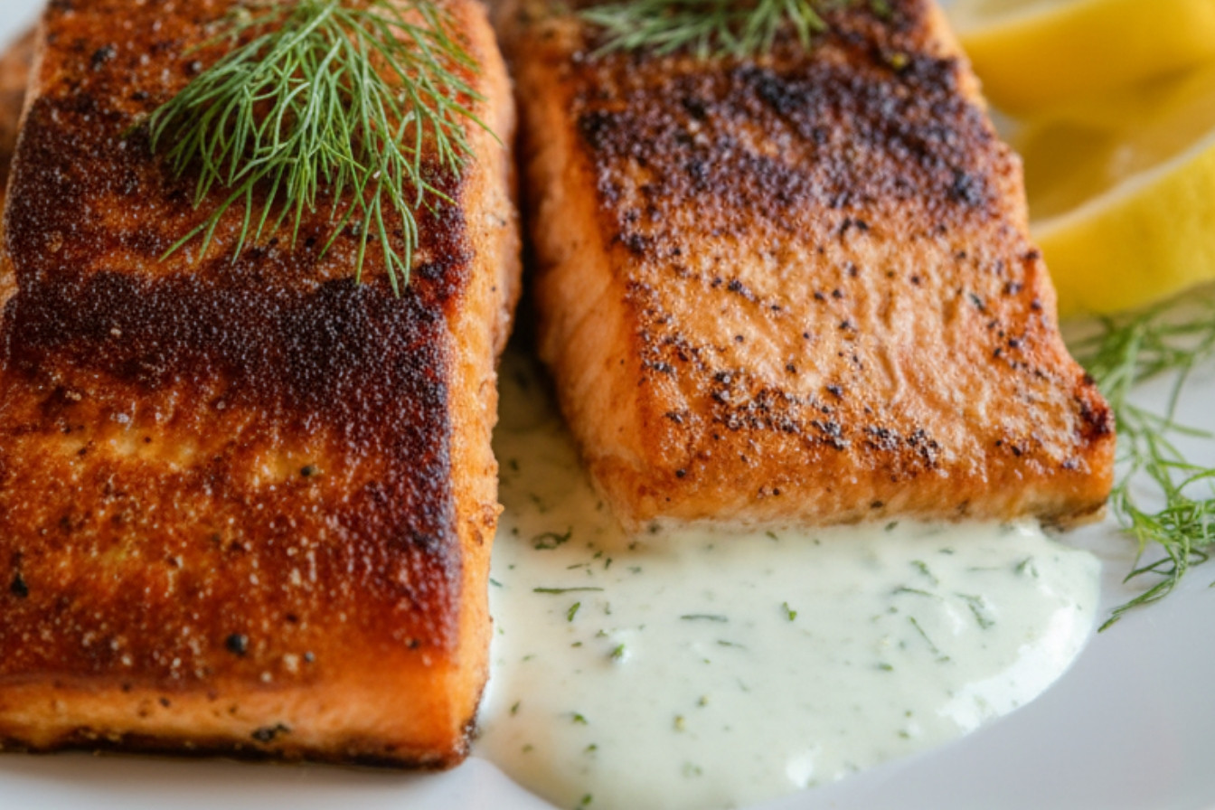Seared Salmon with Lemon Dill Sauce