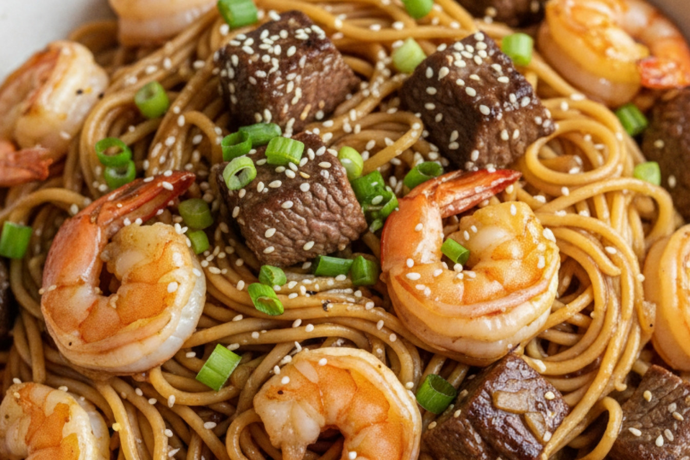 Shrimp and Teriyaki Steak Noodle Snack