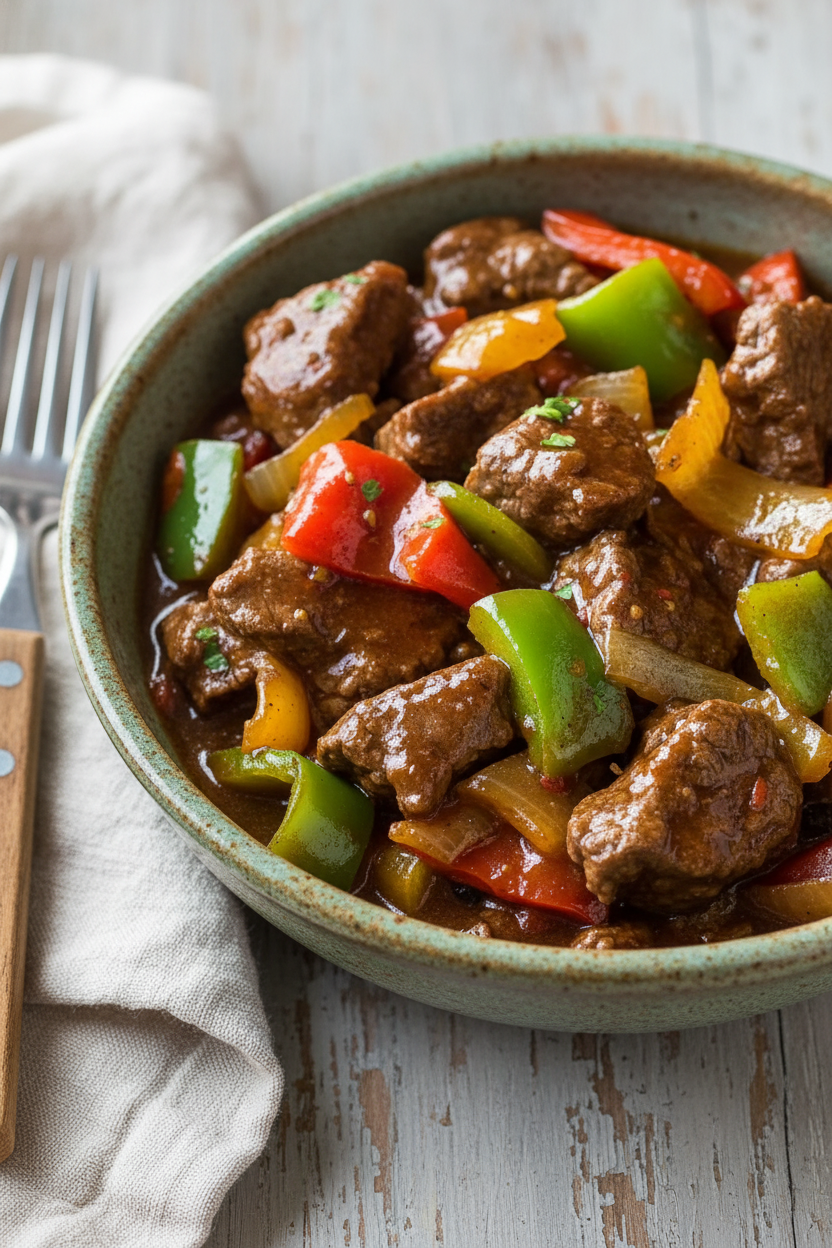 Slow Cooker Pepper Steak Recipe Snack On Meat