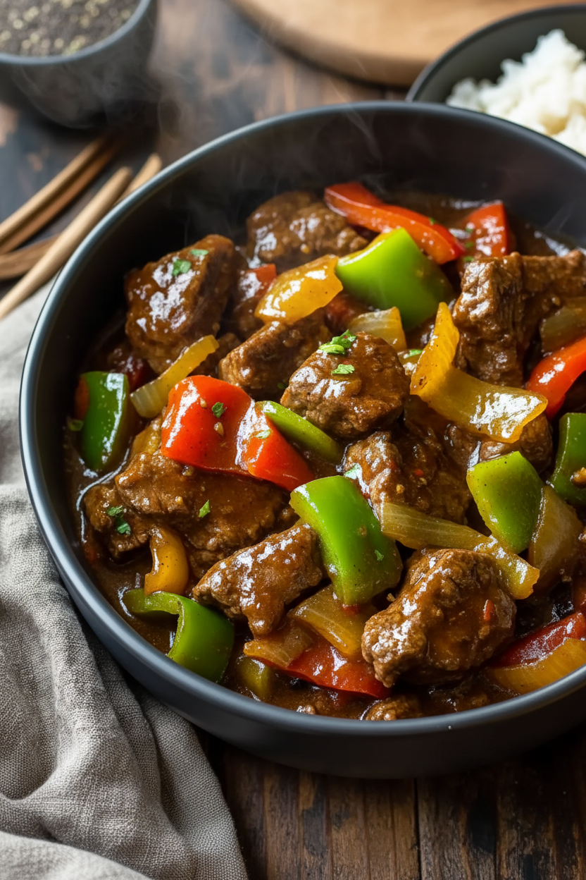 Slow Cooker Pepper Steak Recipe Snack On Meat