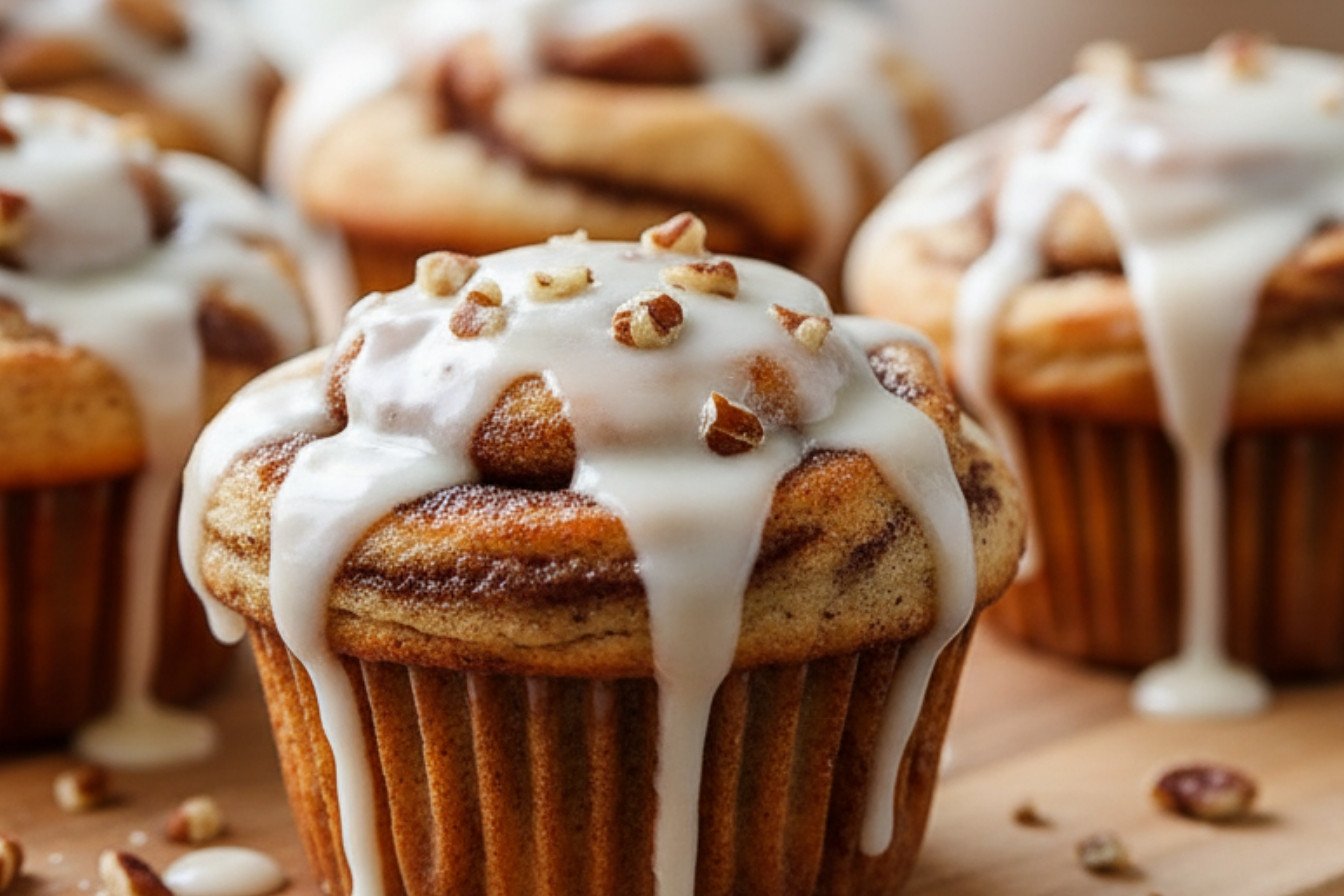 Soft Sweet Cinnamon Roll Muffins for Breakfast