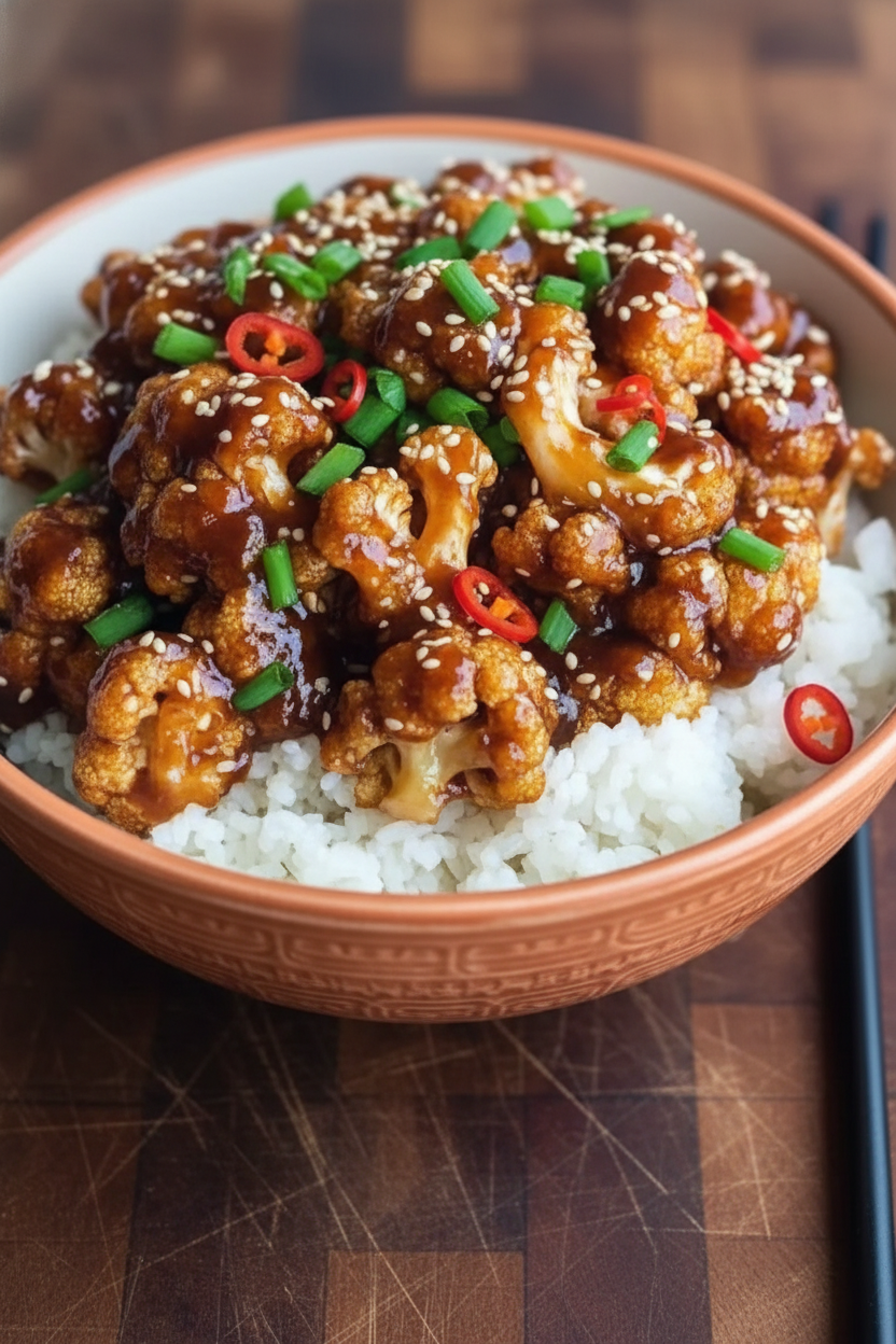 Sticky Sesame Cauliflower Sweet Spicy Snack