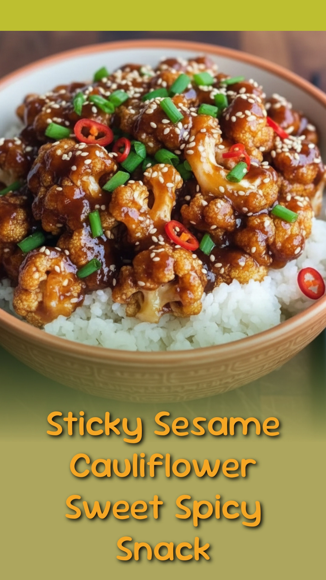 Sticky Sesame Cauliflower Sweet Spicy Snack