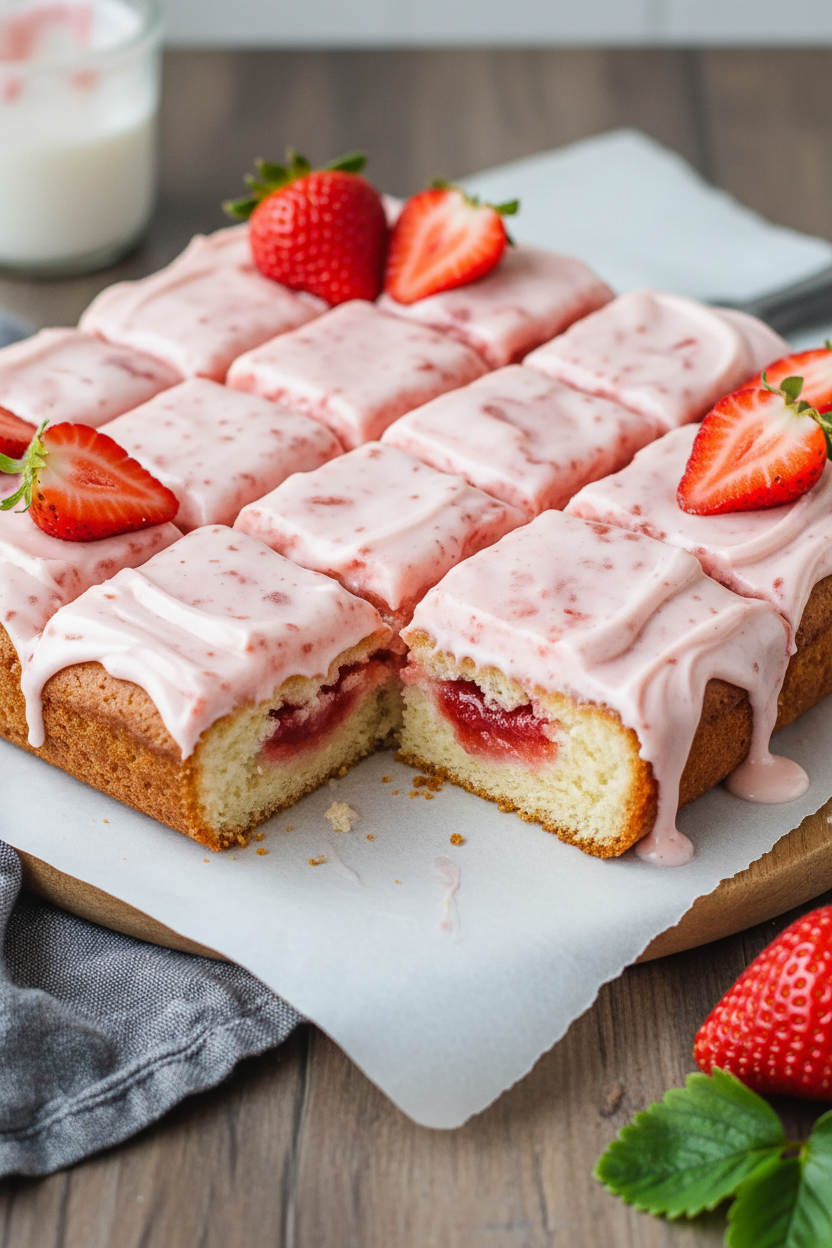 Strawberry Brownies with Cream Cheese Frosting