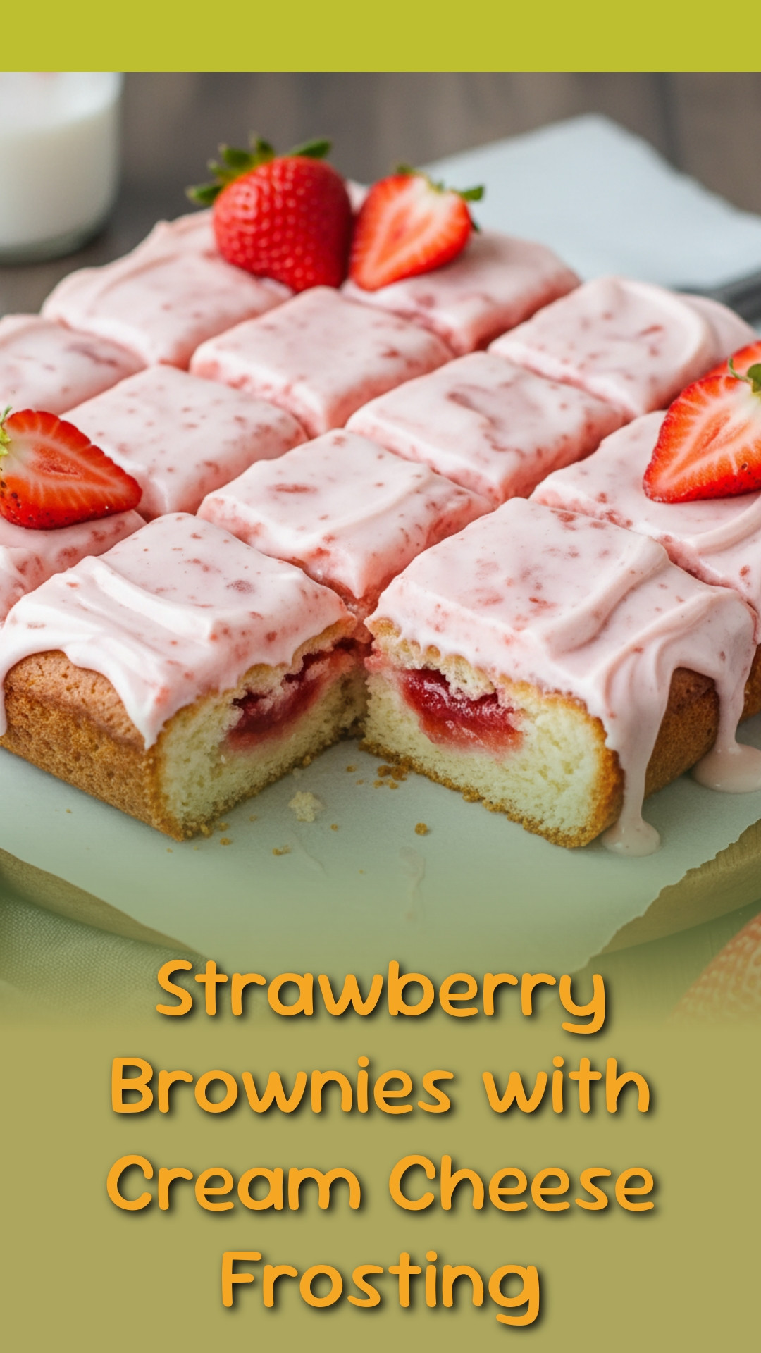 Strawberry Brownies with Cream Cheese Frosting