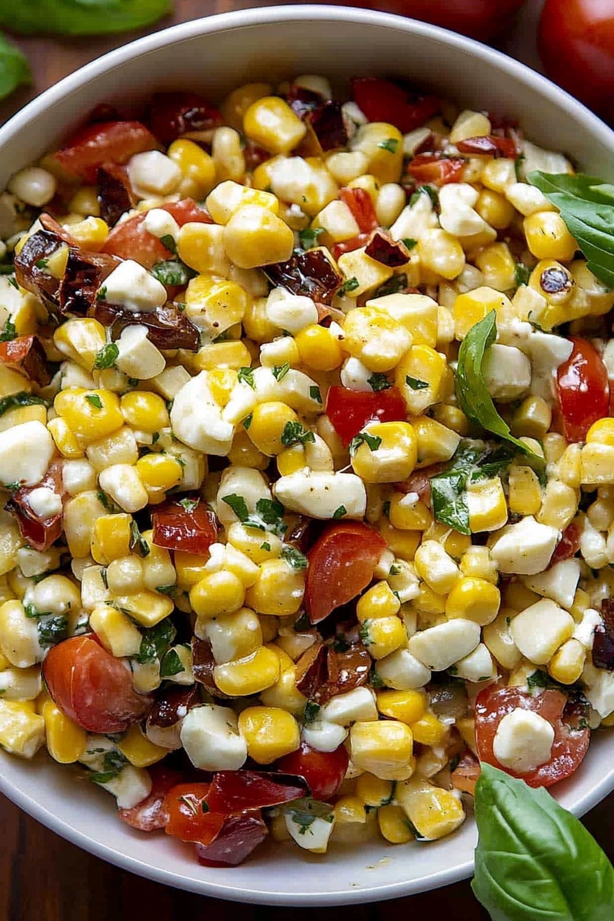 Summer Corn Salad with Mozzarella and Basil
