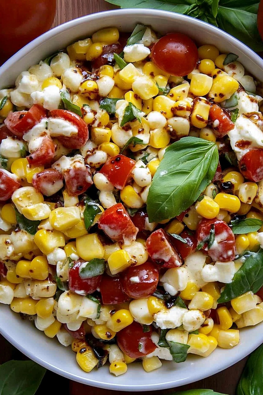 Summer Corn Salad with Mozzarella and Basil