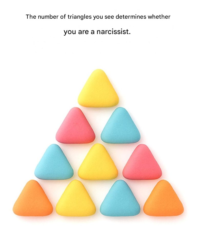 The number of triangles you see will determine whether you are a narcissist.