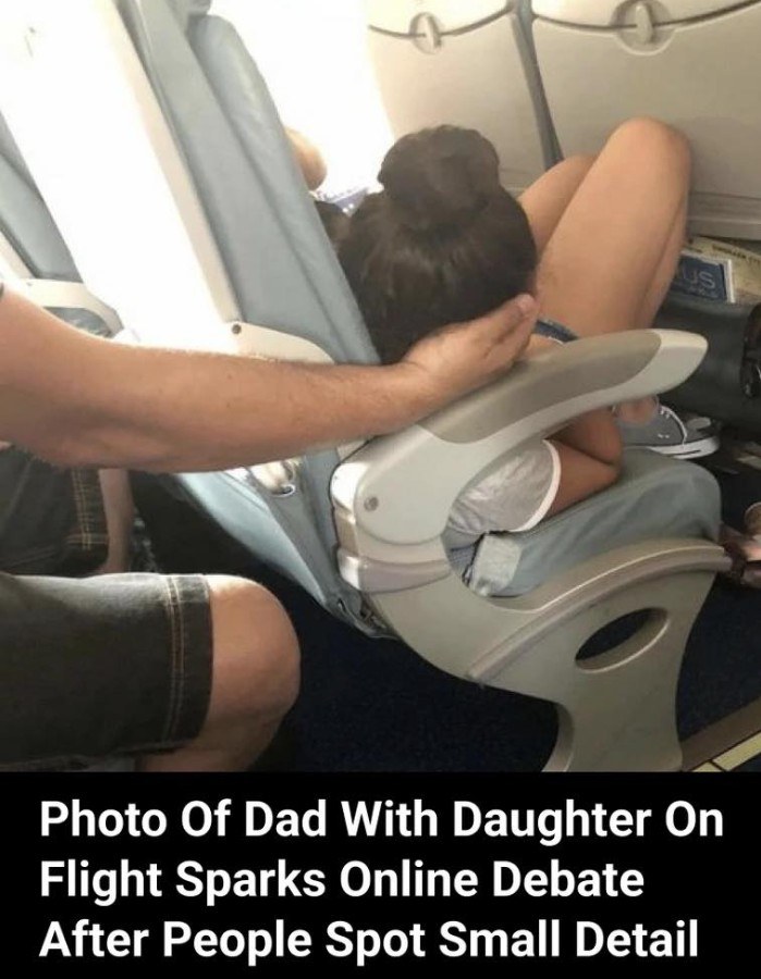 Photo Of Dad With Daughter On Flight Sparks Online Debate After People Spot Small Detail
